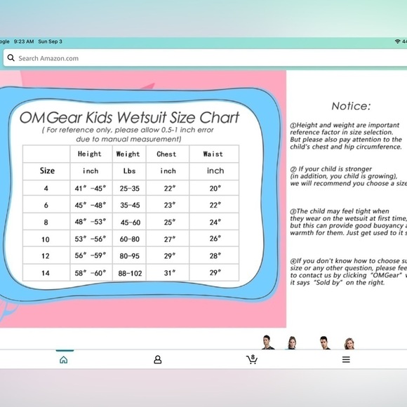 OMGear Front Zip Full Body Wetsuit Size Youth S - Picture 5 of 10